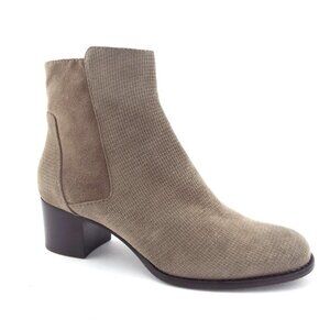 AQUATALIA Tisha Suede Ankle Boot Bootie Block Heel Heeled Taupe Leather 9 Women